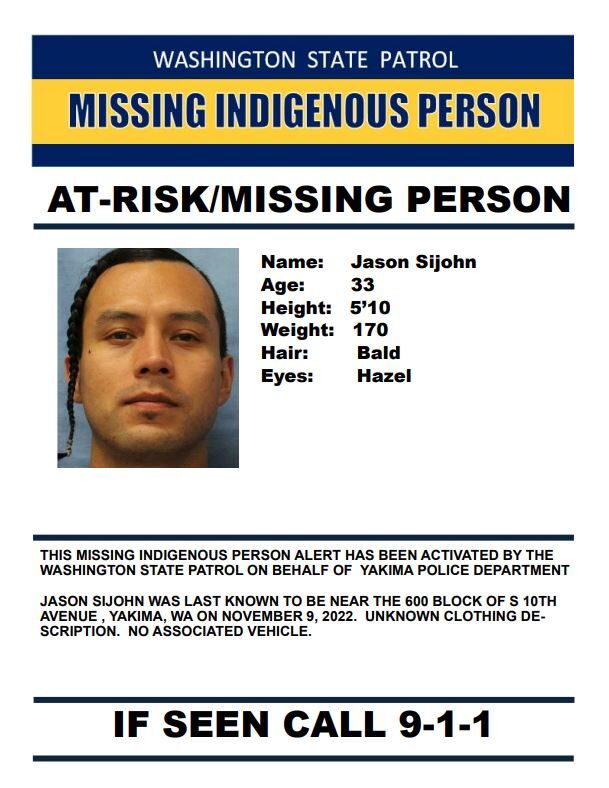 Washington State Patrol activates missing indigenous person alert for Yakima man